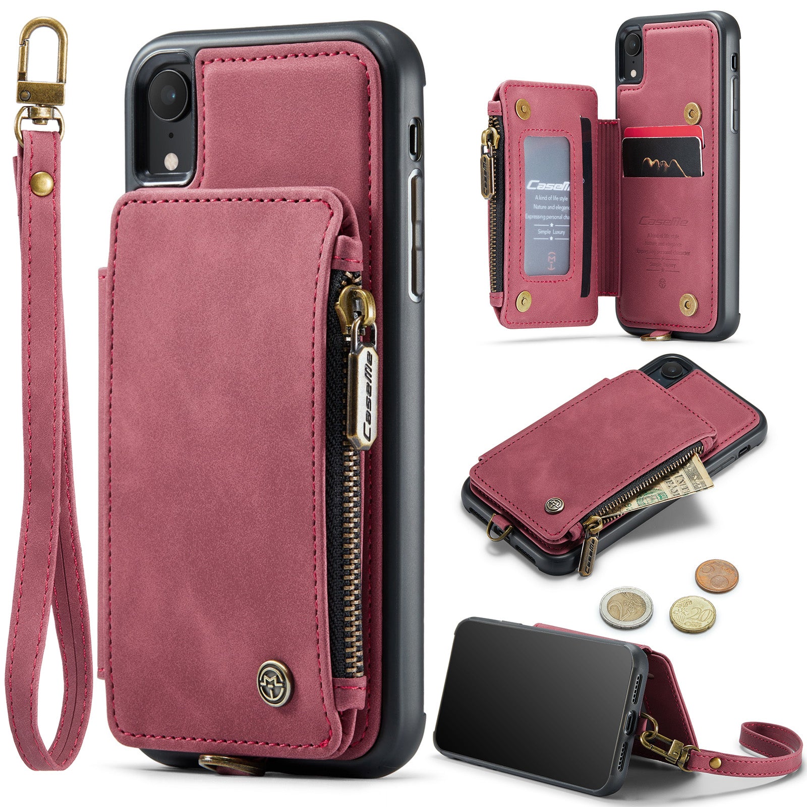 CASEME C20 Series Drop-proof Phone Case for iPhone XR 6.1 inch RFID Blocking Zipper Pocket PU Leather Coated TPU Phone Cover Wallet Kickstand CASEME C20 Series Drop-proof Phone Case for iPhone XR 6.1 inch RFID Blocking Zipper Pocket PU Leather Coated TPU Phone Cover Wallet Kickstand